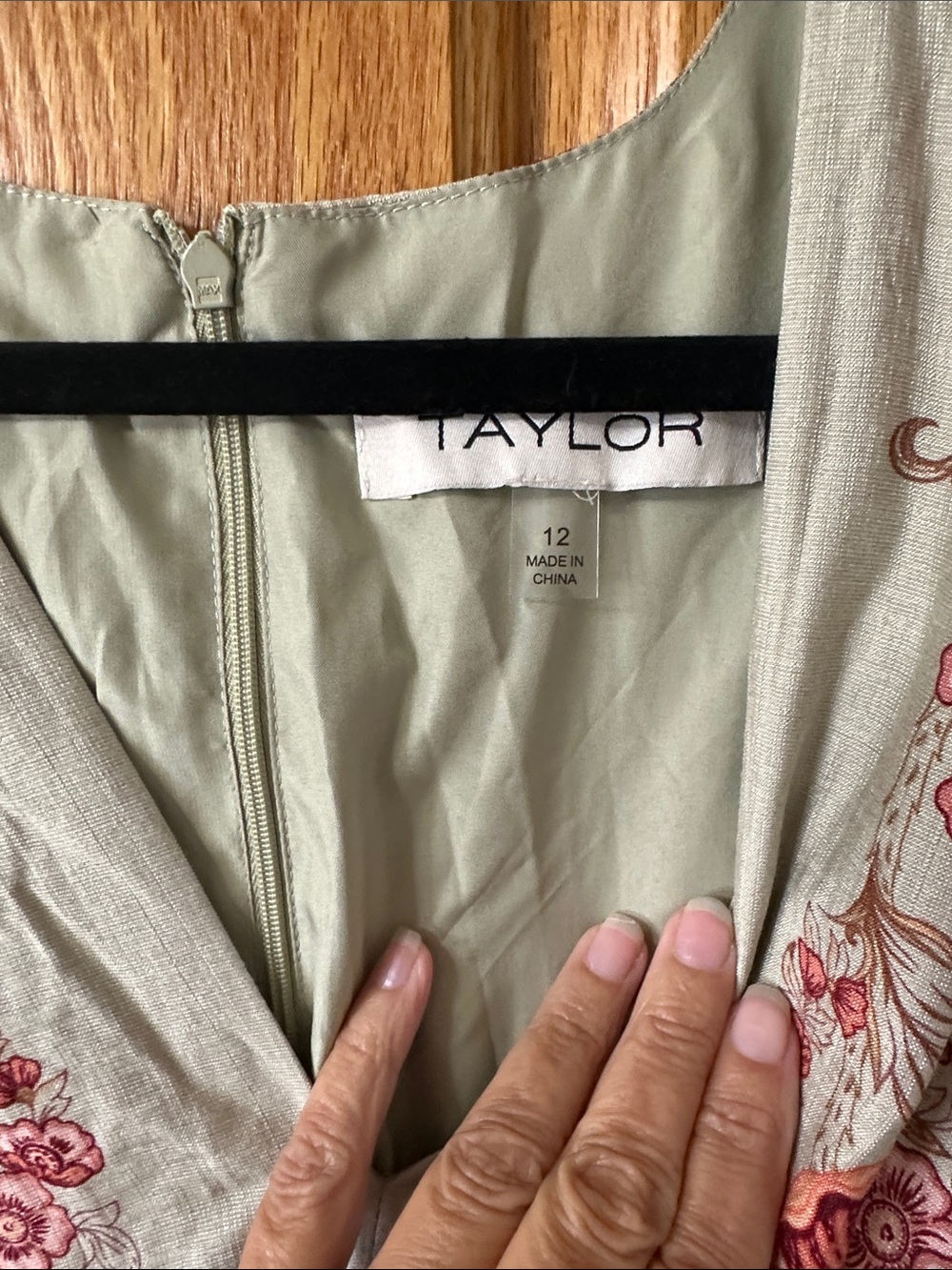 Taylor Sage Green Midi Dress with Pink and Coral Floral Print - Picture 2 of 6